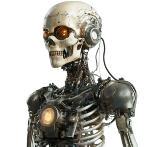 Cyborg Skeleton Vinyl Car Decal Sticker – Waterproof & UV-Resistant 8"