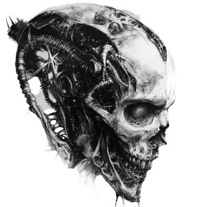 Giger-Inspired Scull Vinyl Car Decal Sticker – Waterproof & UV-Resistant 8"