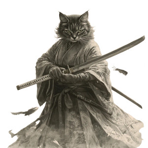 Samurai Cat Warrior V5 Vinyl Car Decal Sticker – Waterproof & UV-Resistant 8"