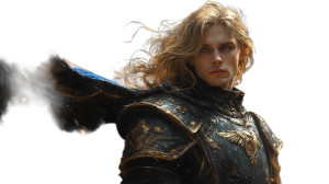 Golden Blonde Swordsman Vinyl Car Decal Sticker – Waterproof & UV-Resistant 8"