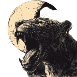 Jaguar Moon Illustration Vinyl Car Decal Sticker – Waterproof & UV-Resistant 8"