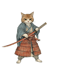 Samurai Cat Ukiyo-E V2 Vinyl Car Decal Sticker – Waterproof & UV-Resistant 8"