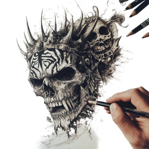 Grimdark Skull Tattoo Vinyl Car Decal Sticker – Waterproof & UV-Resistant 8" Grimdark Skull Tattoo Vinyl Car Decal Sticker – Waterproof & UV-Resistant 8"