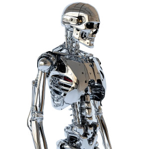 Chrome Robot Skeleton Vinyl Car Decal Sticker – Waterproof & UV-Resistant 8"