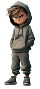 Frowning Boy Hoodie Vinyl Car Decal Sticker – Waterproof & UV-Resistant 8"