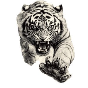 Aggressive Tiger Tattoo V2 Vinyl Car Decal Sticker – Waterproof & UV-Resistant 8"