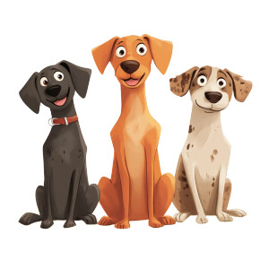 Three Cartoon Dogs Vinyl Car Decal Sticker – Waterproof & UV-Resistant 8"