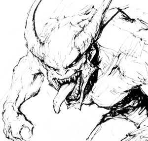 Demon Sketch Vinyl Car Decal Sticker – Waterproof & UV-Resistant 8"