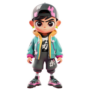 Kawaii Urban Boy Vinyl Car Decal Sticker – Waterproof & UV-Resistant 8"