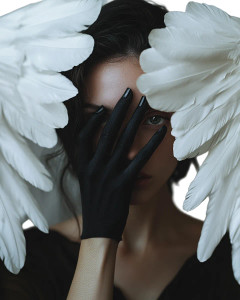 Winged Woman Veiled Vinyl Car Decal Sticker – Waterproof & UV-Resistant 8"