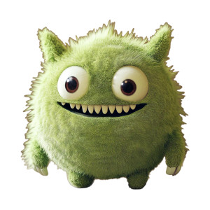 Green Plushy Monster Vinyl Car Decal Sticker – Waterproof & UV-Resistant 8"