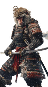 Snow Monkey Samurai Vinyl Car Decal Sticker – Waterproof & UV-Resistant 8"