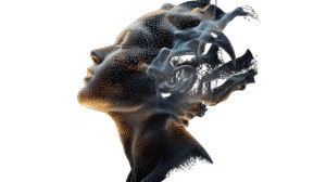 Digital Particle Head Vinyl Car Decal Sticker – Waterproof & UV-Resistant 8"