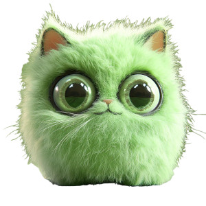 Fluffy Green Cat Vinyl Car Decal Sticker – Waterproof & UV-Resistant 8"