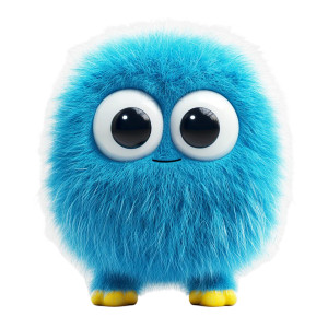 Fluffy Blue Character V3 Vinyl Car Decal Sticker – Waterproof & UV-Resistant 8"