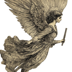 Angel With Tattoo Pen Vinyl Car Decal Sticker – Waterproof & UV-Resistant 8"
