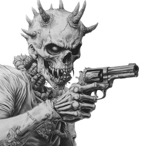 Demon Skeleton Gunman Vinyl Car Decal Sticker – Waterproof & UV-Resistant 8" Demon Skeleton Gunman Vinyl Car Decal Sticker – Waterproof & UV-Resistant 8"