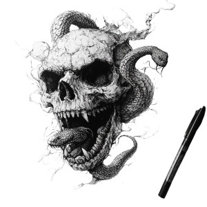 Skull Snake Pen Vinyl Car Decal Sticker – Waterproof & UV-Resistant 8"