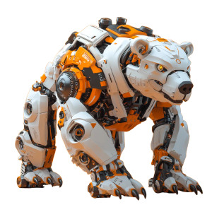 Mechanical Bear Creature Vinyl Car Decal Sticker – Waterproof & UV-Resistant 8"