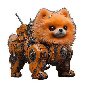 Mechanical Combat Pomeranian Vinyl Car Decal Sticker – Waterproof & UV-Resistant 8"