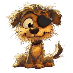 Shaggy Eyepatch Dog Vinyl Car Decal Sticker – Waterproof & UV-Resistant 8"