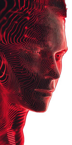 Red Cyborg Waves Vinyl Car Decal Sticker – Waterproof & UV-Resistant 8"
