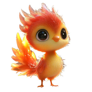 Cute Phoenix Q Vinyl Car Decal Sticker – Waterproof & UV-Resistant 8"