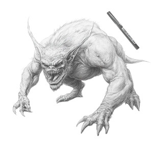 Monster Pencil Drawing Vinyl Car Decal Sticker – Waterproof & UV-Resistant 8"