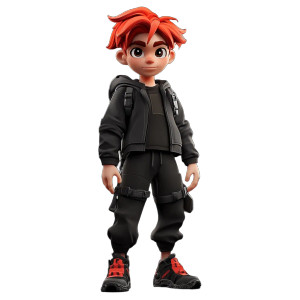 Red-Haired Cartoon Character Vinyl Car Decal Sticker – Waterproof & UV-Resistant 8"