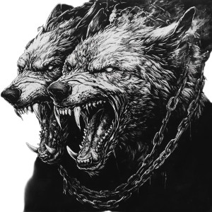 Three-Headed Wolf Vinyl Car Decal Sticker – Waterproof & UV-Resistant 8"