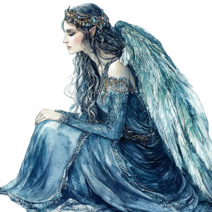Winged Watercolor Woman Vinyl Car Decal Sticker – Waterproof & UV-Resistant 8"