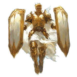 Golden Shield Warrior Vinyl Car Decal Sticker – Waterproof & UV-Resistant 8"