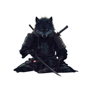 Samurai Wolf Moon Vinyl Car Decal Sticker – Waterproof & UV-Resistant 8"