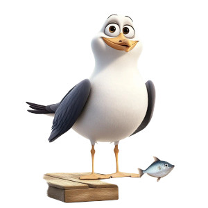 Seagull With Fish Vinyl Car Decal Sticker – Waterproof & UV-Resistant 8"