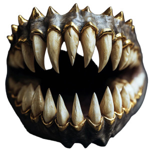 Golden Fanged Mouth Vinyl Car Decal Sticker – Waterproof & UV-Resistant 8"