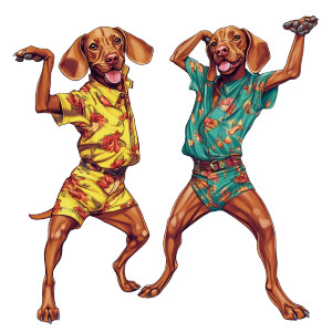 Dancing Vizsla Dogs Vinyl Car Decal Sticker – Waterproof & UV-Resistant 8"