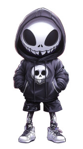 Chibi Skull Hoodie Vinyl Car Decal Sticker – Waterproof & UV-Resistant 8"
