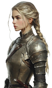 Blonde Armored Woman Vinyl Car Decal Sticker – Waterproof & UV-Resistant 8"