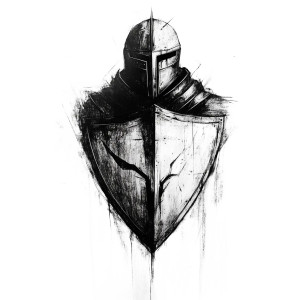 Knight'S Shield Sketch Vinyl Car Decal Sticker – Waterproof & UV-Resistant 8"