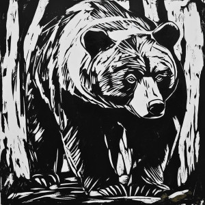 Expressionist Bear Block Vinyl Car Decal Sticker – Waterproof & UV-Resistant 8"