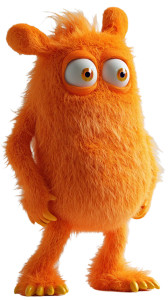 Orange Plush Monster Vinyl Car Decal Sticker – Waterproof & UV-Resistant 8"