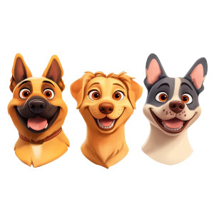 Pixar Style Dogs V2 Vinyl Car Decal Sticker – Waterproof & UV-Resistant 8"