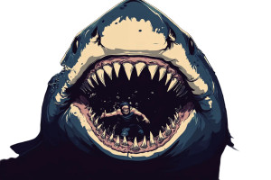 Smily Swimmer Shark Vinyl Car Decal Sticker – Waterproof & UV-Resistant 8"