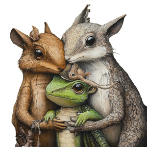 Lizard Squirrel Family Vinyl Car Decal Sticker – Waterproof & UV-Resistant 8"