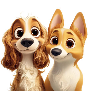 Disney-Style Cartoon Dogs Vinyl Car Decal Sticker – Waterproof & UV-Resistant 8"