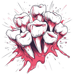 Extracted Teeth Illustration Vinyl Car Decal Sticker – Waterproof & UV-Resistant 8"