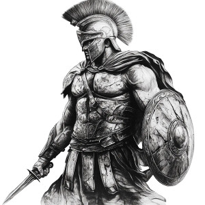 Spartan Warrior Drawing V6 Vinyl Car Decal Sticker – Waterproof & UV-Resistant 8"