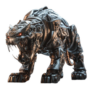 Mechanical Feline Beast Vinyl Car Decal Sticker – Waterproof & UV-Resistant 8"