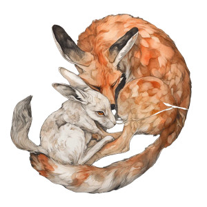 Hare And Fox Vinyl Car Decal Sticker – Waterproof & UV-Resistant 8"