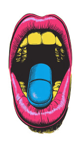 Smiling Blue Pill Vinyl Car Decal Sticker – Waterproof & UV-Resistant 8"